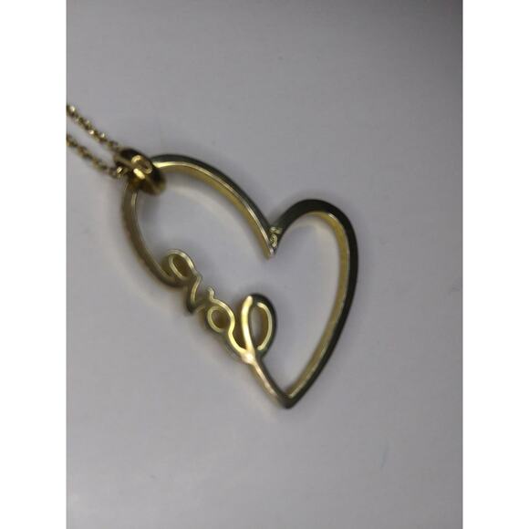 Vintage Love Floating Heart Pendant Goldtone Necklace Spring Ring Clasp Crystal - Picture 5 of 6